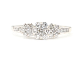 Women's PPF 0.55 Ctw Round Diamond 14KT White Gold Triple Cluster Ring DDG 2.45g