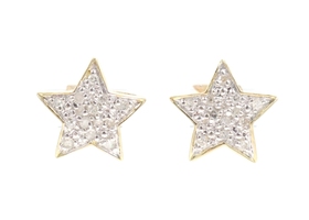0.40 Ctw Single Cut Diamond 14KT Yellow Gold Pave Star Cluster Stud Earrings MMJ