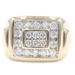 Men's 1.25 Ctw Round Diamond 14KT Yellow Gold Rectangular Cluster Ring NDI 12.3g
