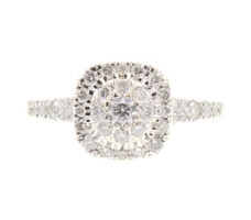 Estate 0.80 ctw Double Halo 10KT White Gold Women's Classic Engagement Ring 