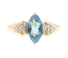 0.95 ctw Marquise Cut Blue Topaz & 0.12 ctw Diamond 10KT Yellow Gold Estate Ring