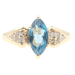 0.95 ctw Marquise Cut Blue Topaz & 0.12 ctw Diamond 10KT Yellow Gold Estate Ring