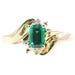 Lab Created Emerald Cut 0.54 ctw Emerald & 0.02 ctw Diamond 10K Yellow Gold Ring