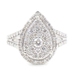 1.48 Ctw Round Diamond Pear Cluster 10KT White Gold Halo Engagement Ring 3.99g