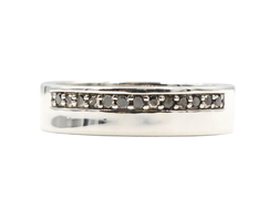 0.20 ctw Round Black Diamond 5.5mm Sterling Silver 925 Men's Band Ring Size 10