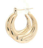 Women's Estate 10KT Yellow Gold High Shine 0.9" Textured Round Hoop Earrings 