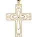 Diamond-Cut 14KT Yellow Gold Filigree Cross Necklace Pendant 1.7" MA - 2.46g