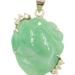 Hand-Carved Jade Gemstone & 0.15 Ctw Diamond Accents 10KT Yellow Gold Pendant 1"