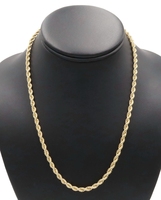 Classic Heavy 14KT Yellow Gold 4.1mm High Shine Rope Chain Necklace 18" - 26.73g