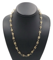 Unique 10KT Yellow Gold 6.5mm Estate Leaf Motif Chain Necklace 21" M - 14.51g