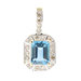 2.25 ctw Emerald Cut Blue Topaz & 0.45 ctw Round Diamond 14KT Gold Pendant 