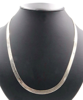 Milor Italy Sterling Silver (925) 6.9mm Textured Herringbone Necklace 24" 25.40g