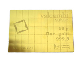 Valcambi 50g 999.9 Gold fractional sheet