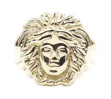 High Shine 10KT Yellow Gold 16.3mm Medusa Head Motif Ring Size 7 by ASK - 4.79g