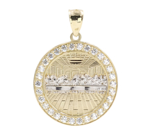 10KT Yellow Gold Round Cubic Zirconia Halo Two Tone Last Supper Necklace Pendant