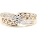 Women's 0.20 Ctw Round Diamond 10KT Yellow Gold Open Heart Bypass Ring AM-G 3.9g