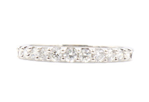 Women's 11-Stone 0.75 Ctw Round Diamond 14KT White Gold Anniversary Band Size 11