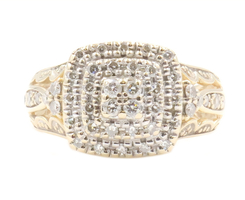 10KT Yellow Gold Women's 0.52 ctw Round Diamond Double Halo Engagement Ring 