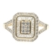 1.0 Ctw Round & Baguette Diamond Rectangle Cluster 10KT Gold Double Halo Ring