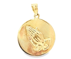 14KT Yellow Gold Praying Hands Reversible with Serenity Prayer Pendant - 2.3g