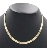 Classic Estate 10KT Yellow Gold 6mm Wide Herringbone Chain Necklace 18" 9.42g