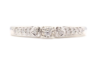 0.13 ctw 10KT White Gold Past Present Future Women's Size 7 Engagement Ring 2.3g