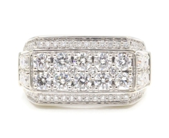 Effy 1.93 Ctw Round Lab-Grown Diamond Cluster 14KT White Gold Men's Ring 9.23g