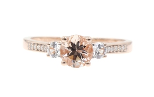 0.84 Ct Morganite, Lab-Grown Diamond & Natural Diamond 10KT Rose Gold Ring CND
