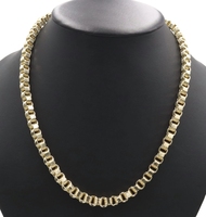 High Shine 10KT Yellow Gold 7.3mm Wide Alexander Chain Necklace 22" AMB - 28.21g