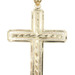 Classic 10KT Yellow Gold Diamond-Cut Religious Cross Necklace Pendant 2.2" 3.50g