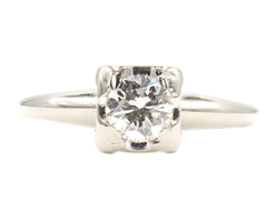 Antique-Style 0.44 Ct Round Solitaire Diamond 14KT White Gold Engagement Ring