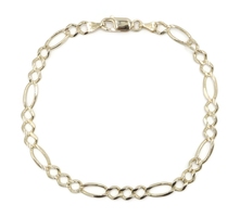 High Shine Italy 14KT Yellow Gold 5.5mm Figaro Chain Bracelet 9.5" AU - 6.41g. T