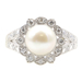 0.50 ctw Natural Diamond 14K White Gold 8.6mm White Cultured Pearl Cocktail Ring
