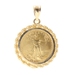 Liberty 2002 1/10 Oz Fine Gold Coin in 14KT Yellow Gold Rope Bezel Pendant 5.6g