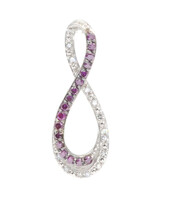 10KT White Gold 0.30 ctw Round Cut Purple and White Sapphire Infinity Pendant