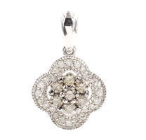 0.38 Ctw Champagne & White Diamond 10KT Gold 17.7mm Quatrefoil Cluster Pendant