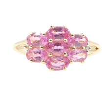 1.85 ctw Oval Pink Lab Created Sapphire & Round Diamond 14KT Gold Cluster Ring