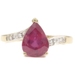 Natural 2.20 Ct Pear Cut Ruby & Round Diamond 18KT Yellow Gold Estate Ring 3.25g
