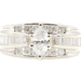 1.35 ctw Marquise Round and Baguette Cut Diamond 14KT White Gold Engagement Ring