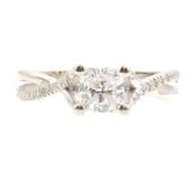 0.80 ctw Cushion Cut Lab Grown Diamond & Natural Diamond 14KT White Gold Ring