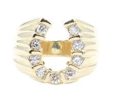 0.72 ctw Round Diamond 14KT Yellow Gold Men's Ribbed Horseshoe Estate Ring 