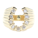 0.72 ctw Round Diamond 14KT Yellow Gold Men's Ribbed Horseshoe Estate Ring 