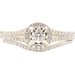 0.85 ctw Round Diamond Halo 18KT & 14KT White Gold Women's Wedding Ring Set 