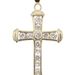 Religious 10KT Yellow Gold Channel-Set Round CZ Cross Pendant 1.7" NG - 3.67g