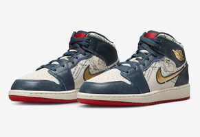 Nike Air Jordan 1 Mid SE Take Flight Gold Swoosh (GS) Size 7Y