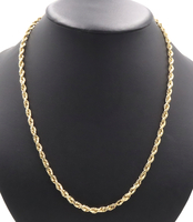 Classic Heavy 10KT Yellow Gold 4.2mm High Shine Rope Chain Necklace 23" - 39.26g