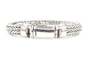 Heavy Sterling Silver (925) 9.5mm Wide Braided Wheat Chain Bracelet 7" 60.0g