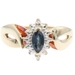 0.28 Ct Marquise Lab-Created Blue Sapphire & Natural Diamond 10KT Gold Ring 2.6g