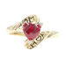 10KT Yellow Gold Heart Cut Lab Created Ruby and Natural Diamond "Mom" Ring 2.3g