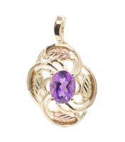 0.90 ctw Oval Purple Amethyst 10KT Black Hills Gold Yellow and Rose Gold Pendant